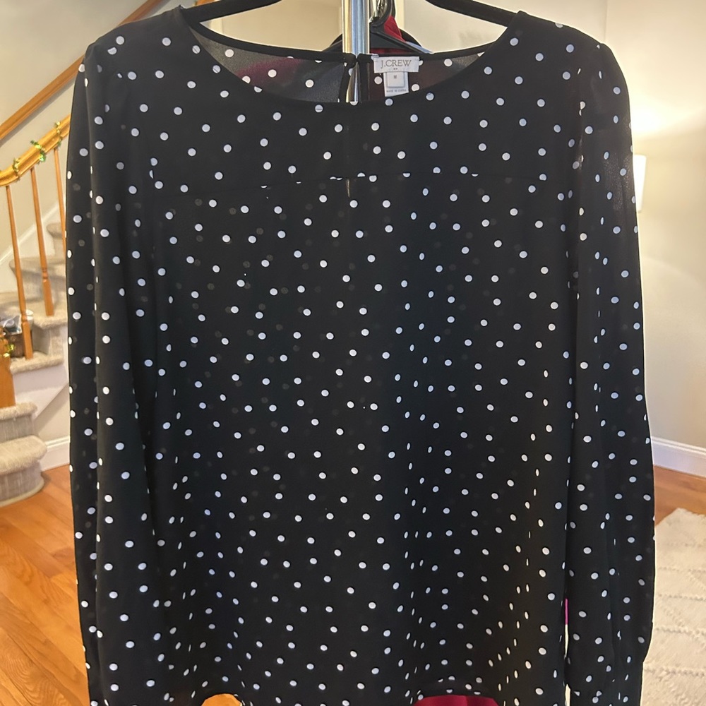 J. Crew Black Polka Dot Blouse